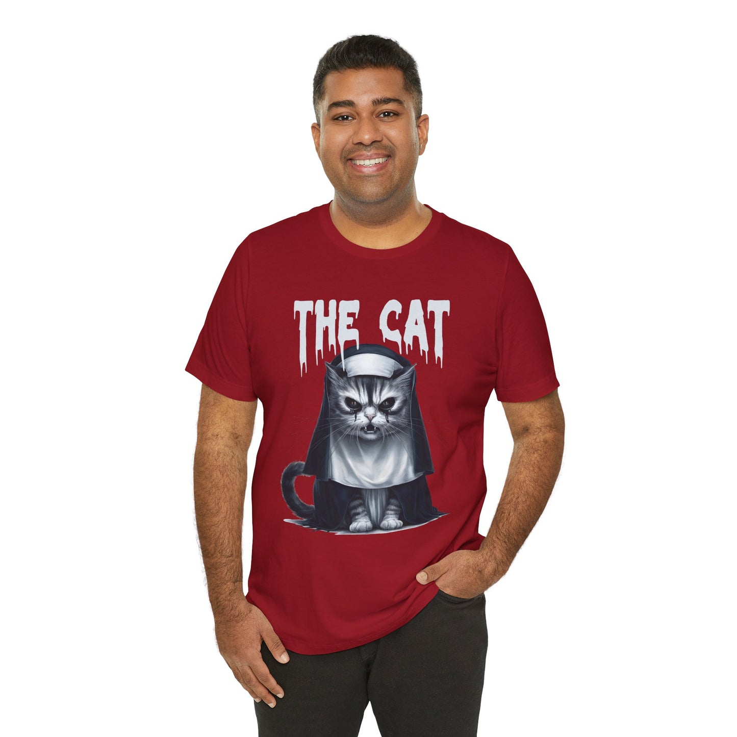 Spooky Cat Nun Halloween Creepy Cat Lovers Spooky Season T-Shirt