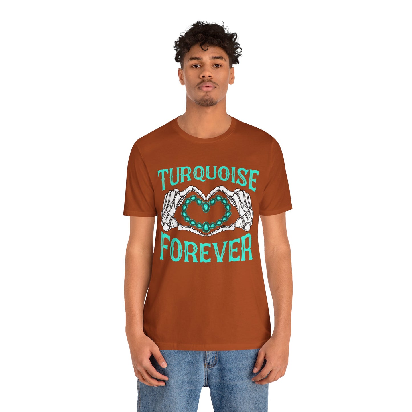 Western Turquoise Forever Shirt – Gemstone Skeleton Hand Heart Rodeo Tee