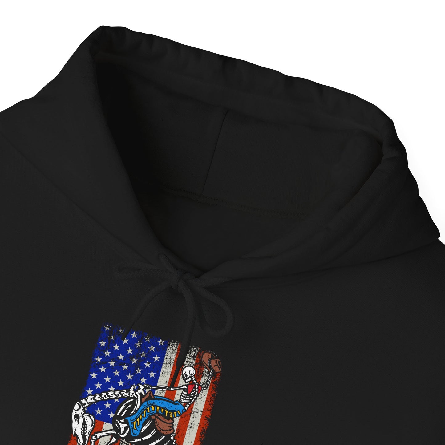 US Flag Skeleton Cowboy Hoodie – Western Horse Riding Rodeo Pullover