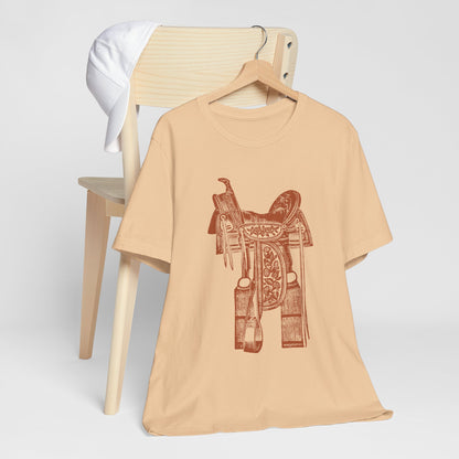 Floral Tooled Saddle Shirt – Western Horse Rodeo Cowgirl Cowboy Tee