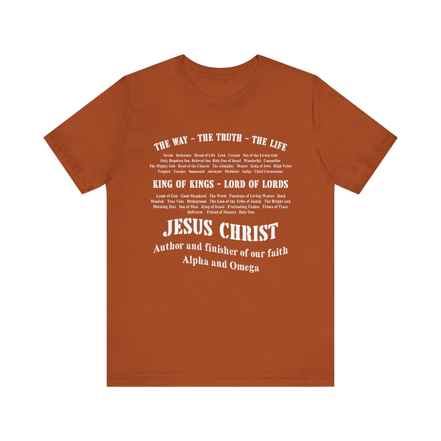 Names of God Shirt – The Way The Truth The Life Christian Scripture Faith Tee