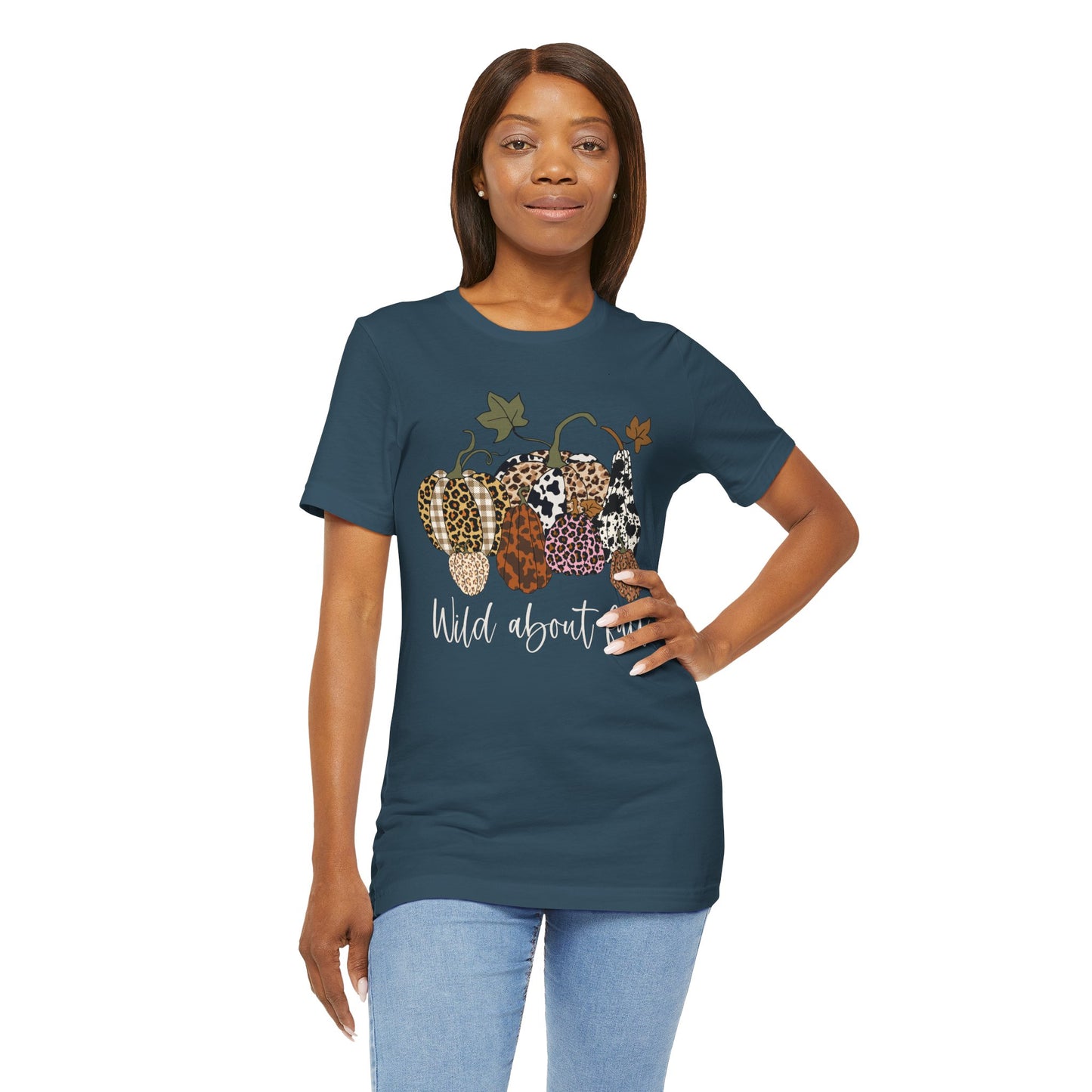 Wild About Fall Shirt – Pumpkin Leopard Plaid Autumn Thanksgiving Tee