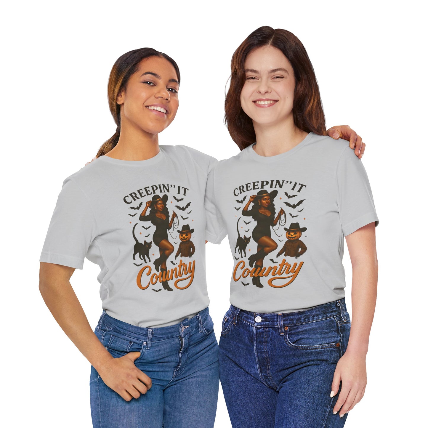 Creepin’ It Country Shirt – Spooky Cowgirl Pumpkin Western Halloween Tee