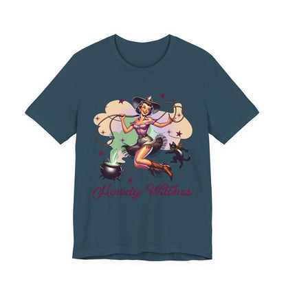 Howdy Witches Cowgirl Halloween Rodeo Western Black Cat T-Shirt