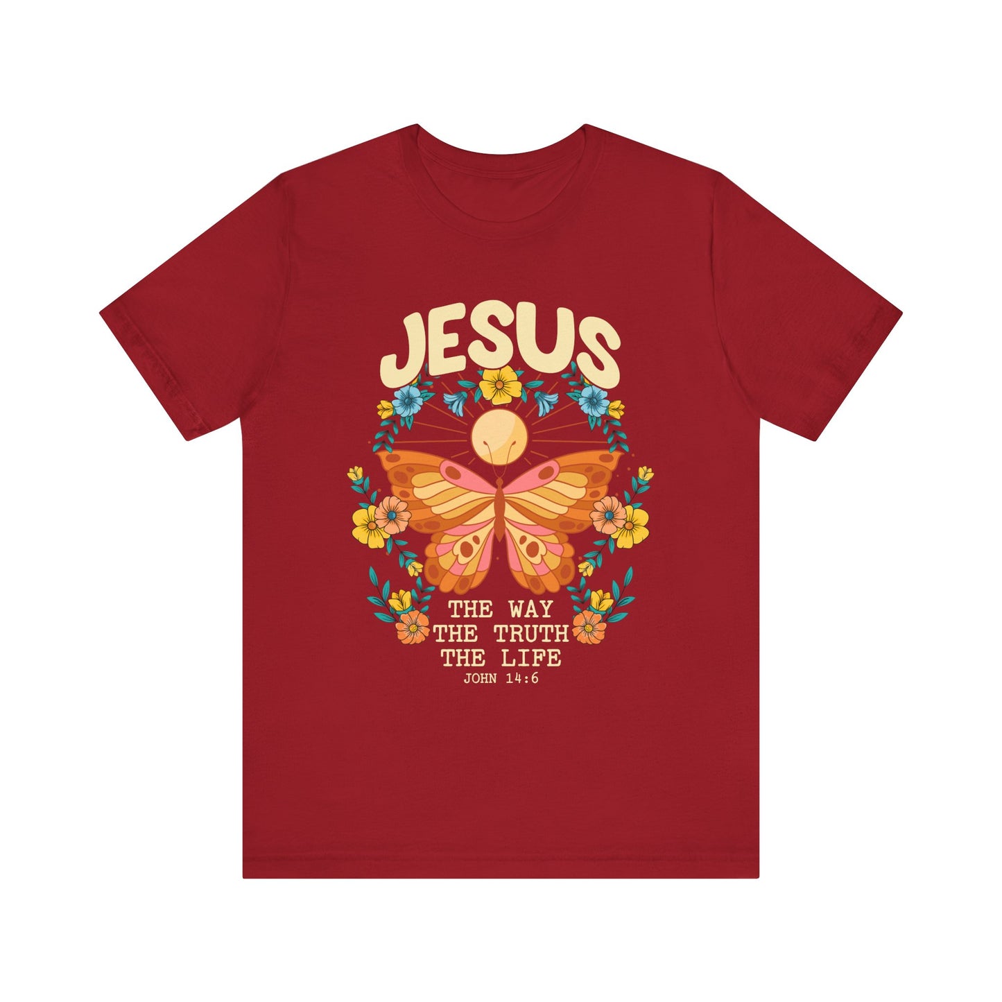 Jesus Butterfly Wildflower Shirt – John 14:6 Scripture Floral Christian Tee