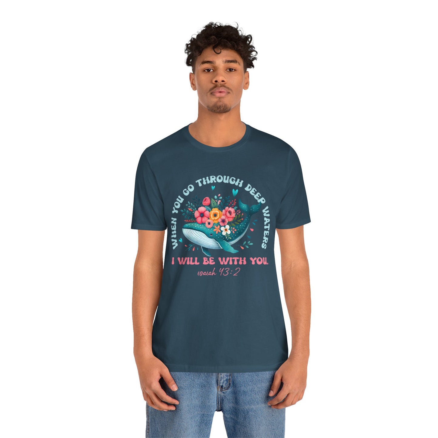 When You Go Through Deep Waters Shirt – Isaiah 43:2 Groovy Christian Faith Tee