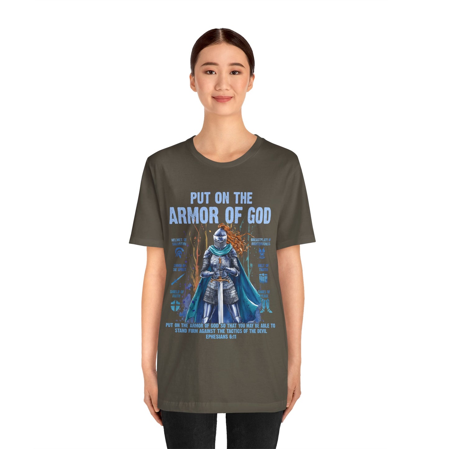 Put On the Armor of God Shirt – Christian Ephesians 6:11 Bible Verse Warrior Tee