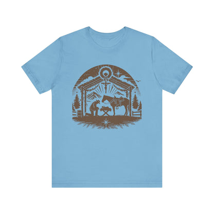 Praying Cowboy Christmas Shirt – Western Nativity Christian Holiday Tee