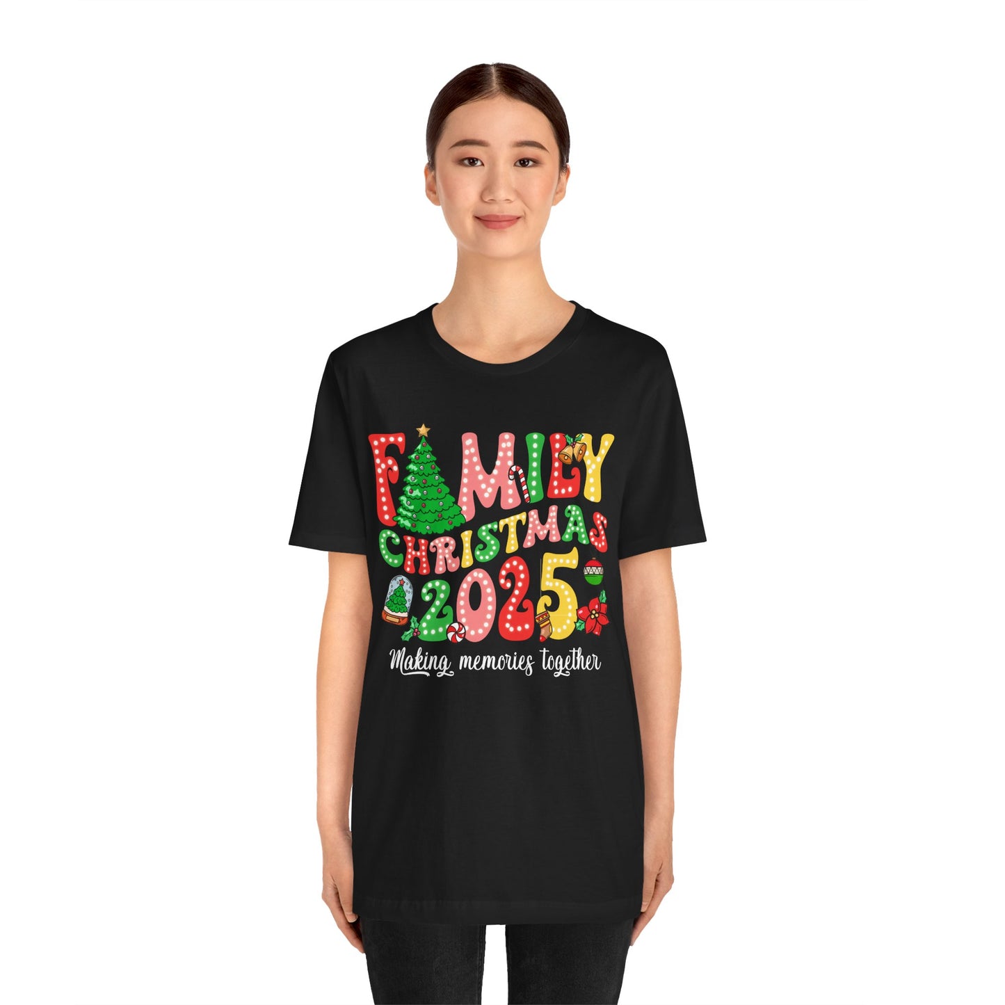 Family Christmas 2025 Shirt – Retro Groovy Xmas Lights Matching Holiday Tee