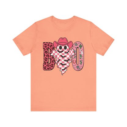 Pink BOO Shirt – Western Ghost Cowgirl Hat Halloween Tee