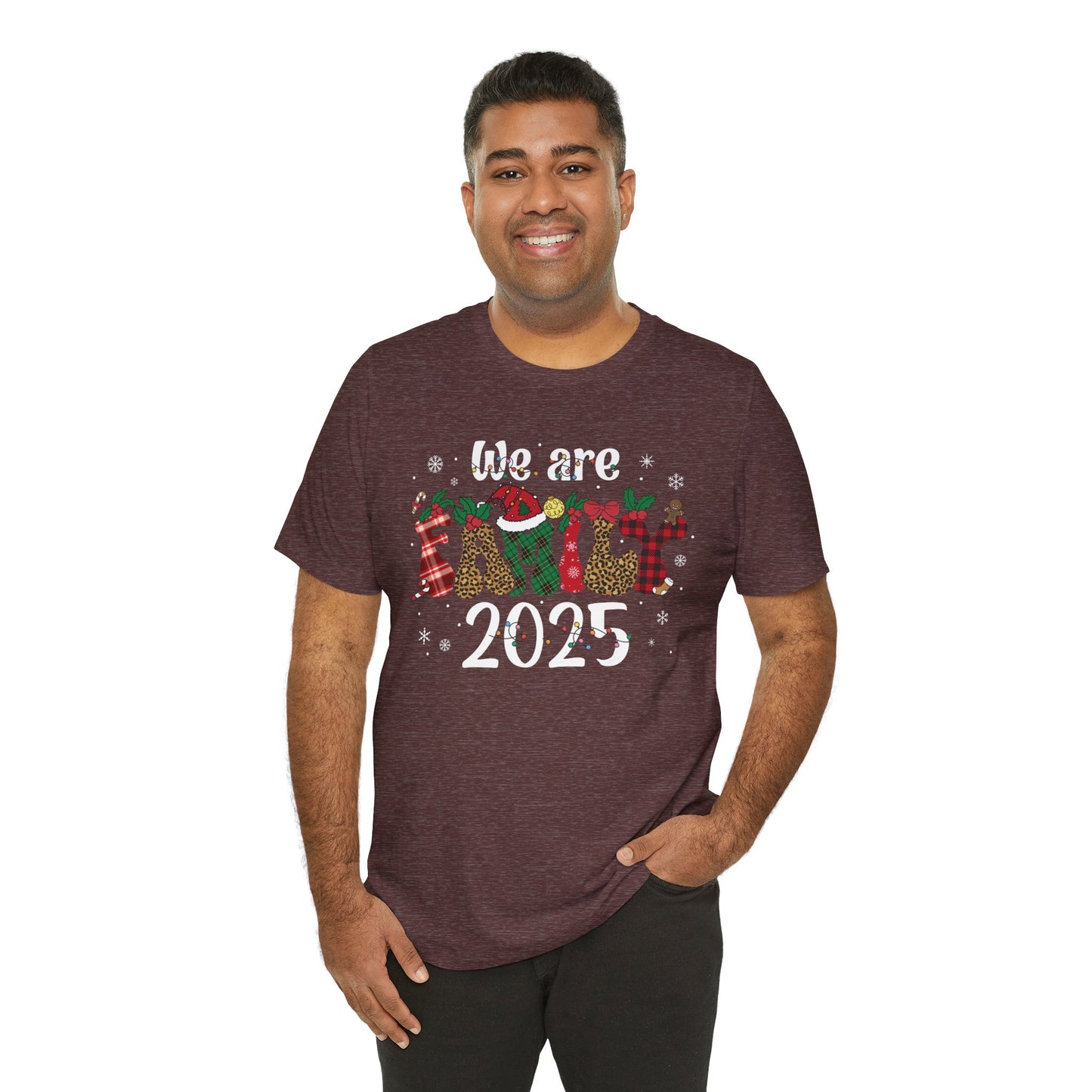 Retro Groovy We Are Family Christmas Shirt – Funky Reindeer Matching Holiday Tee