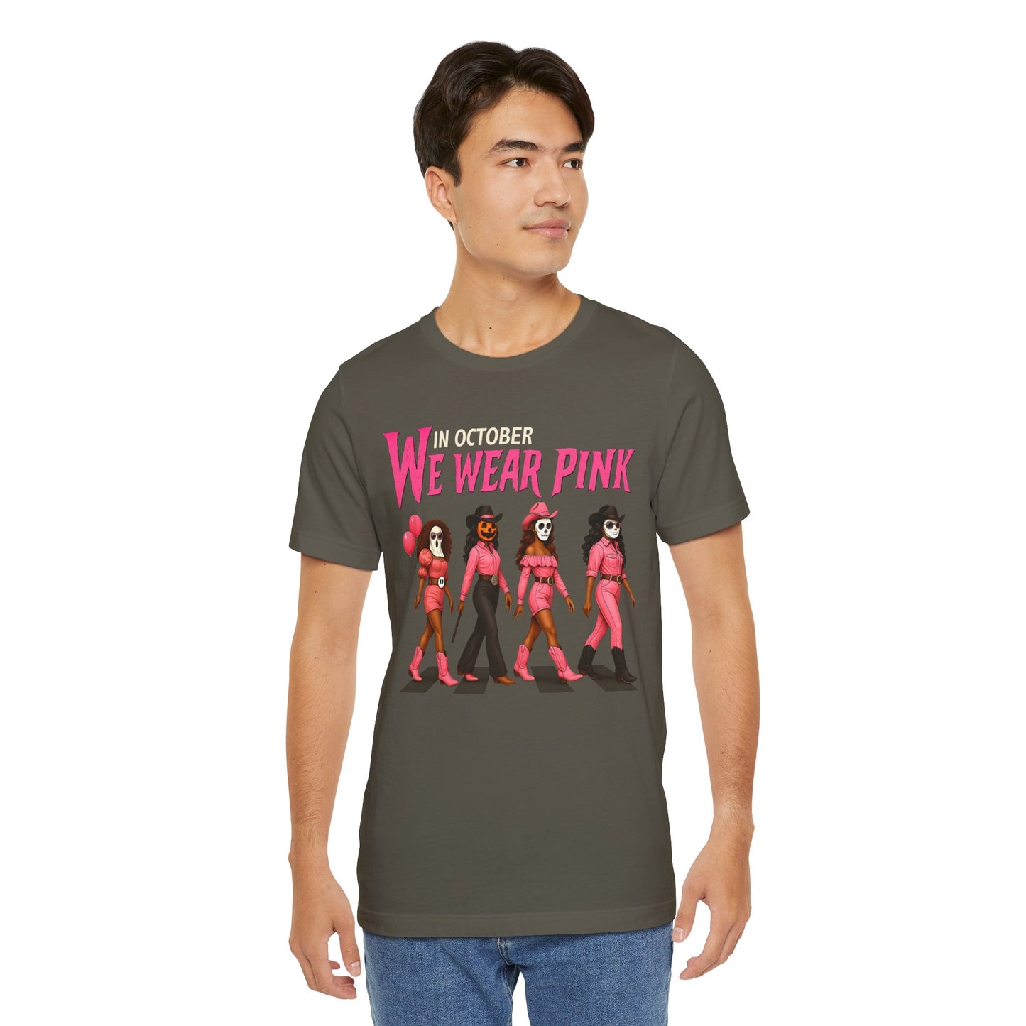 In October We Wear Pink Shirt – Spooky Cowgirl Western Halloween Tee