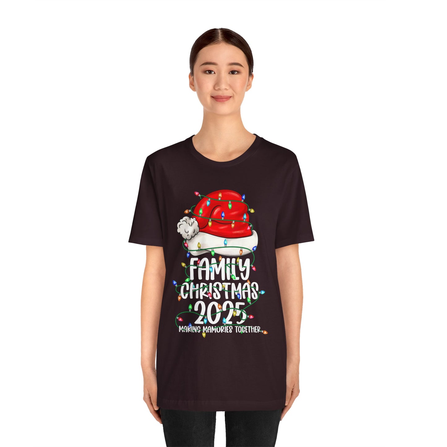 Family Christmas 2025 Shirt – Santa Hat & String Lights Matching Holiday Tee
