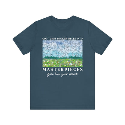 God Turns Broken Pieces Into Masterpieces Shirt – Christian Encouragement Tee