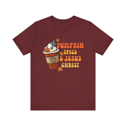 Pumpkin Spice Latte & Jesus Christ Shirt – Groovy Christian Fall Thanksgiving Tee
