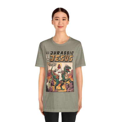 Jurassic Jesus Shirt – Dino-Riding Savior Comic Book Christian Tee