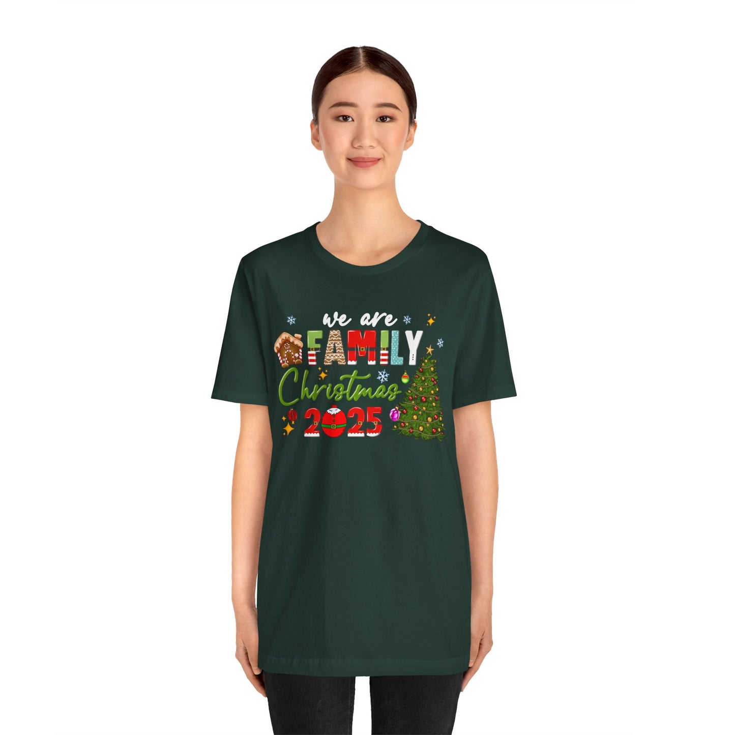 We Are Family Christmas Shirt – Matching Holiday Tee with Christmas Tree Lights