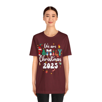 We Are Family Christmas 2025 Shirt – Groovy Snowman & Xmas Tree Matching Tee