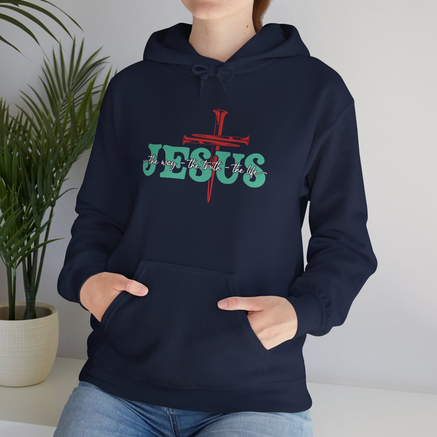 The Way Truth Life Christ Jesus Cross Nails Christian Bible Hoodie
