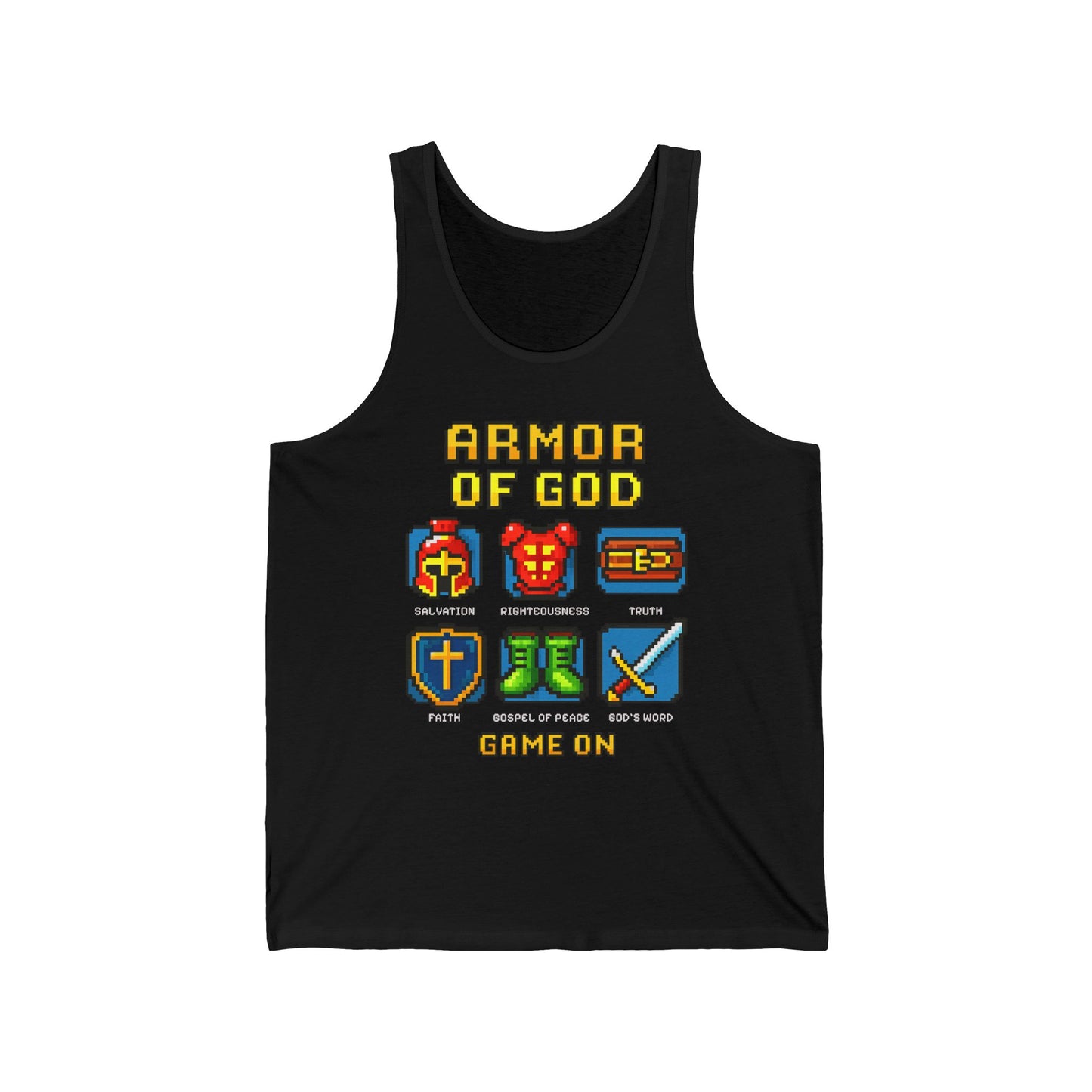 Armor of God Pixel Tank – Christian Video Game Faith Unisex Jersey for Youth & Adults