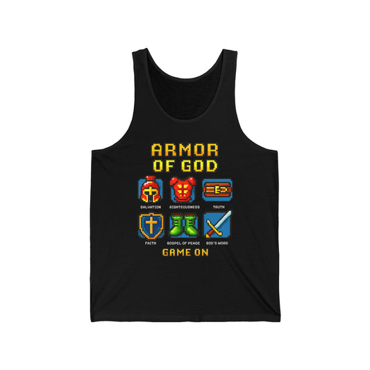 Armor of God Pixel Tank – Christian Video Game Faith Unisex Jersey for Youth & Adults