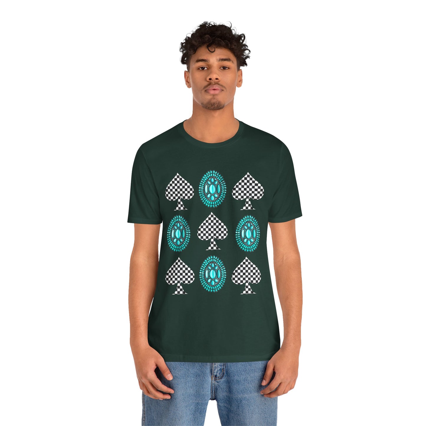 Western Turquoise Stone Shirt – Gemstone Playing Card Texas Rodeo Tee