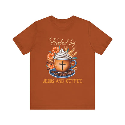 Fueled by Jesus & Coffee Shirt – Christian Faith God Cross Cup Tee