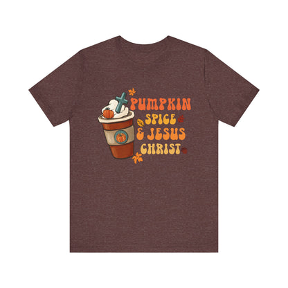 Pumpkin Spice Latte & Jesus Christ Shirt – Groovy Christian Fall Thanksgiving Tee