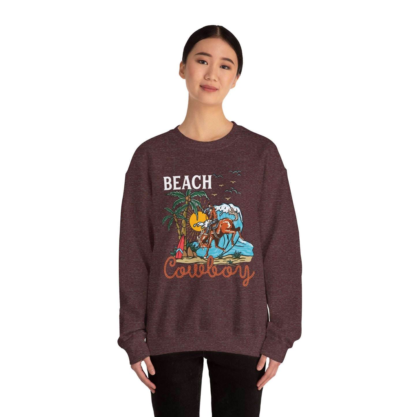 Beach Cowboy Sweatshirt – Tropical Palm Tree Western Rodeo Texas Pullover