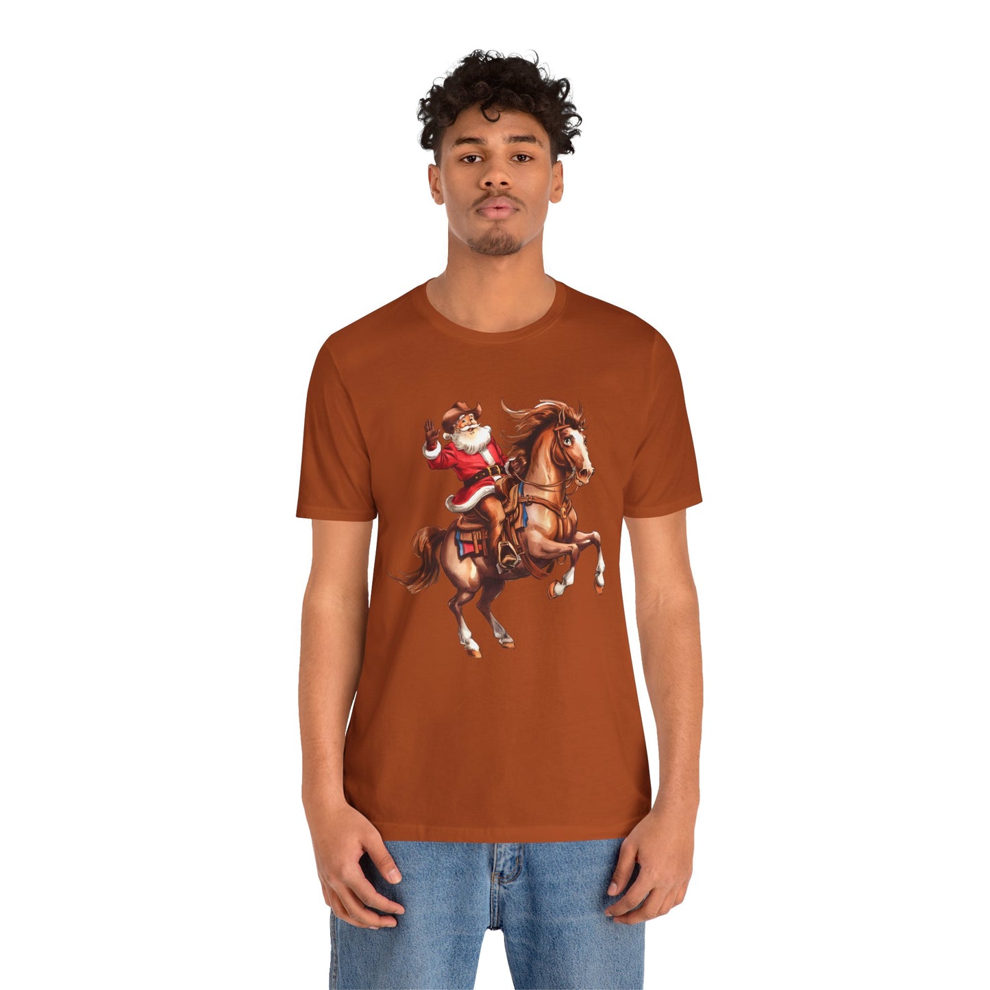 Cowboy Santa on Bucking Horse Shirt – Funny Western Rodeo Christmas Tee