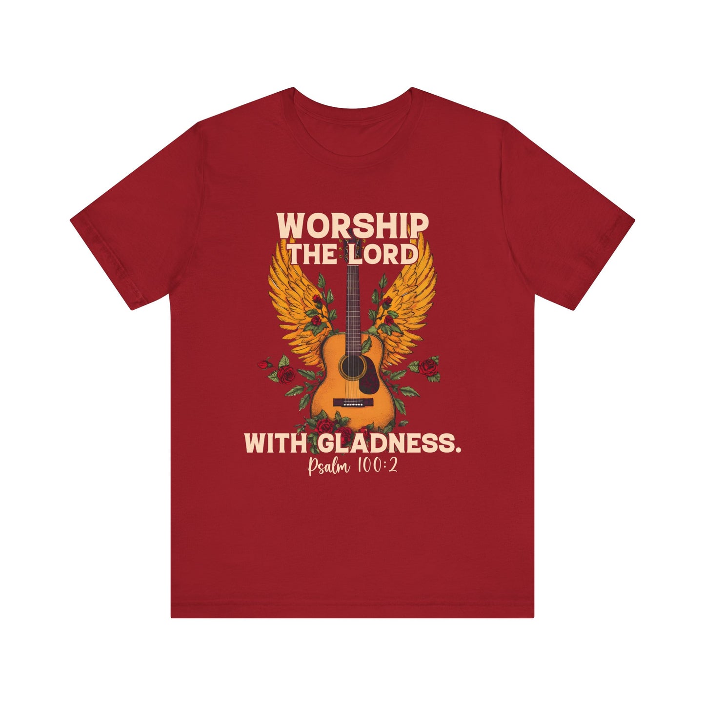 Retro Worship the Lord with Gladness Shirt – Psalm 100:2 Guitar Christian Tee