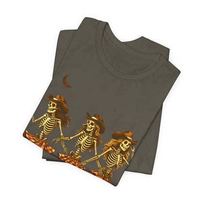 Skeleton Cowgirls Shirt Line Dancing Western Halloween Rodeo Tee