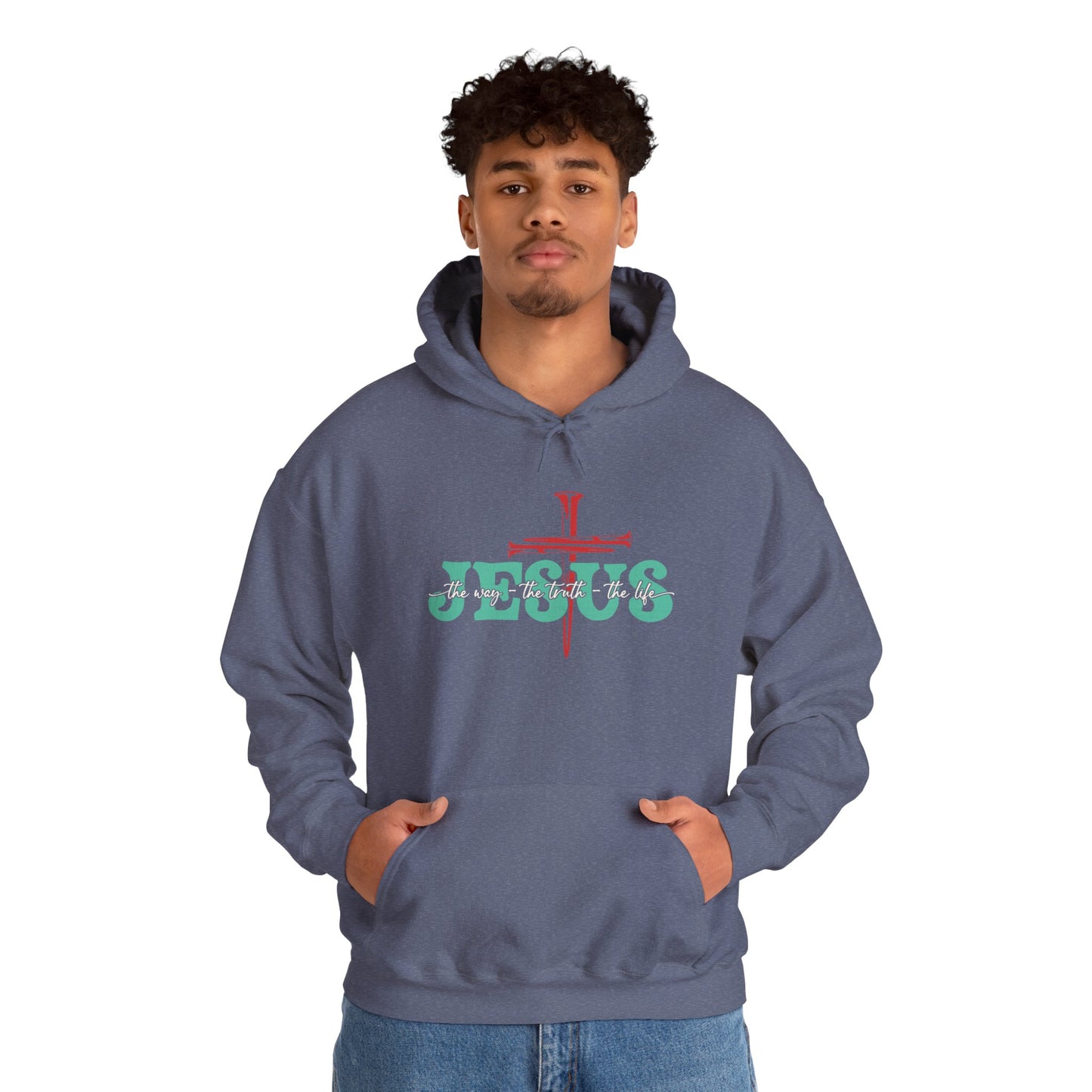 The Way Truth Life Christ Jesus Cross Nails Christian Bible Hoodie