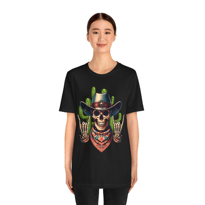Skeleton Cowboy Howdy Shirt – Rock Hand Skull Western Rodeo Texas Tee