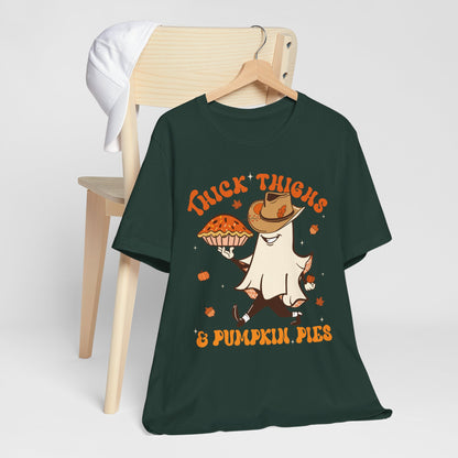 Thick Thighs Pumpkin Pies Shirt – Funny Howdy Ghost Western Halloween Tee