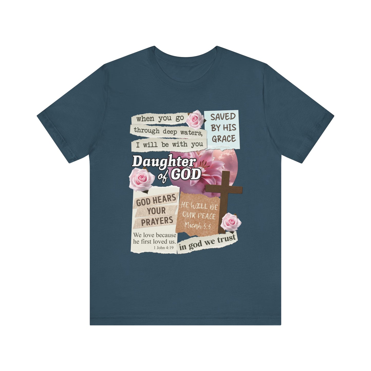 Daughter of God Shirt – Christian Floral Bible Verse Encouraging Faith Tee for Women