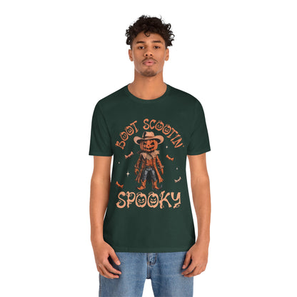 Boot Scootin’ Spooky Shirt – Funny Cowboy Pumpkin Head Western Halloween Tee