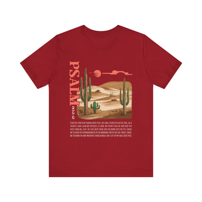 Psalm 143:2–12 Boho Retro Western Christian Howdy Jesus T-Shirt, Desert-Inspired Scripture Tee
