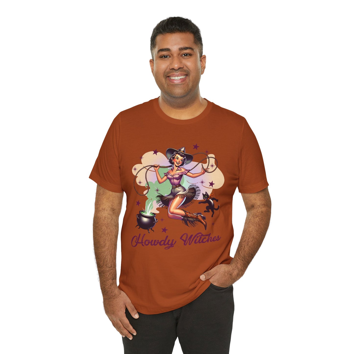Howdy Witches Cowgirl Halloween Rodeo Western Black Cat T-Shirt