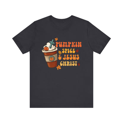 Pumpkin Spice Latte & Jesus Christ Shirt – Groovy Christian Fall Thanksgiving Tee