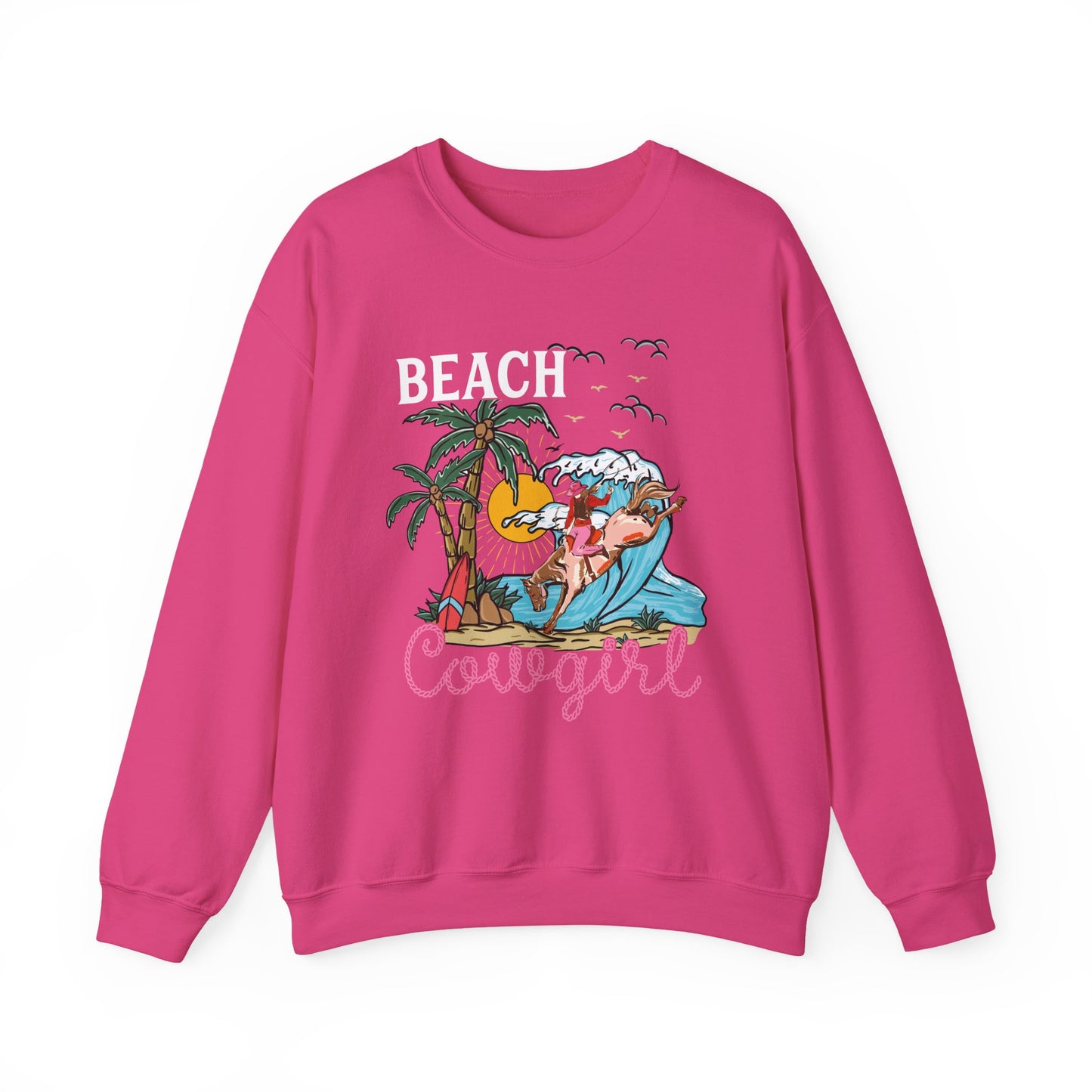 Beach Cowgirl Sweatshirt – Tropical Palm Tree Western Rodeo Texas Pullover