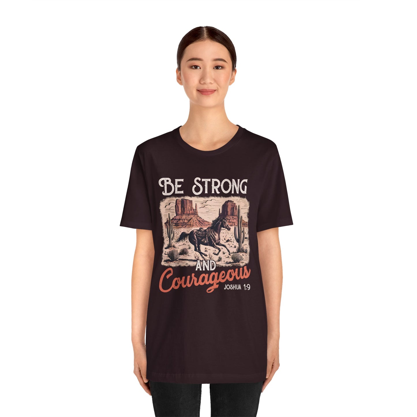 Be Strong and Courageous Shirt – Western Horse Christian Cowgirl Tee