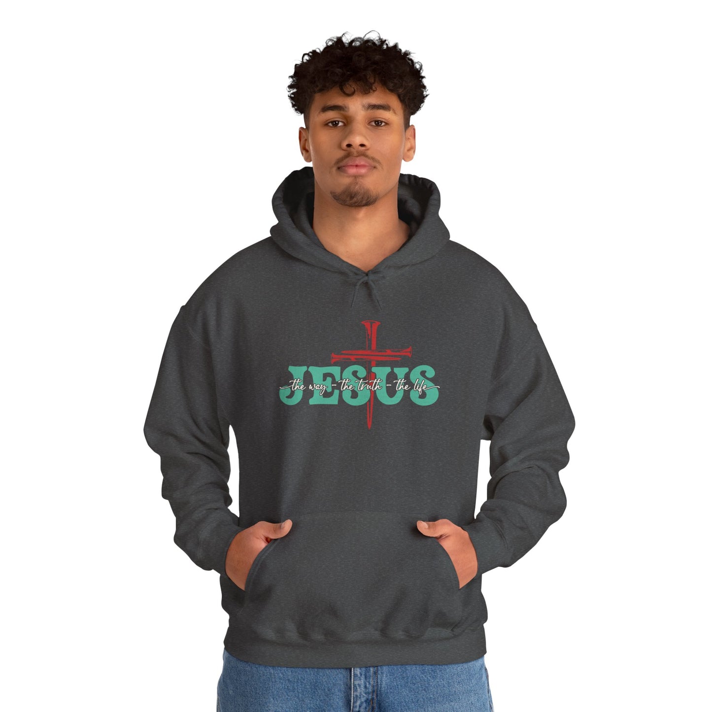 The Way Truth Life Christ Jesus Cross Nails Christian Bible Hoodie