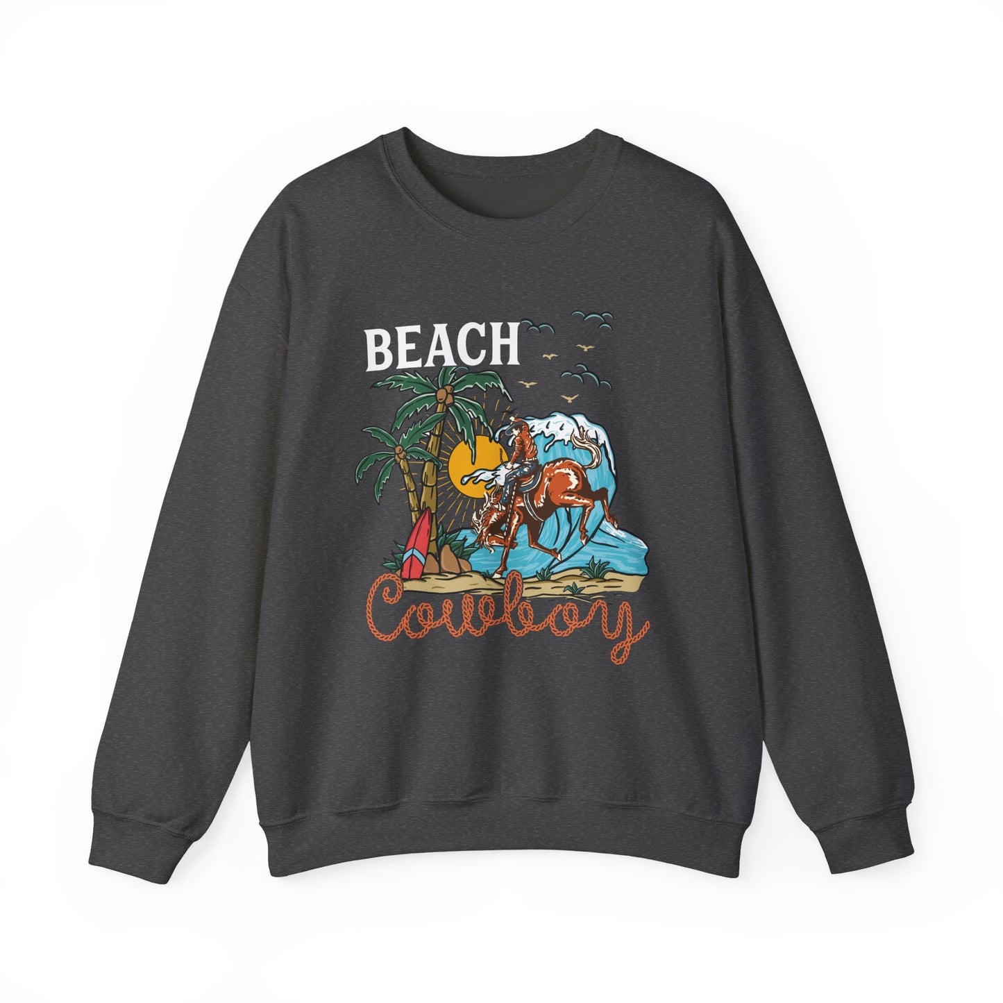 Beach Cowboy Sweatshirt – Tropical Palm Tree Western Rodeo Texas Pullover