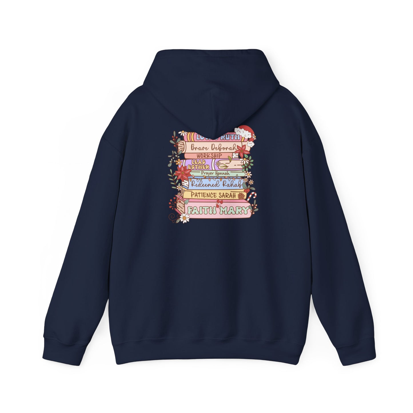 Christmas Bible Verse Hoodie – Christian Faith Jesus Book & Flowers Holiday Pullover