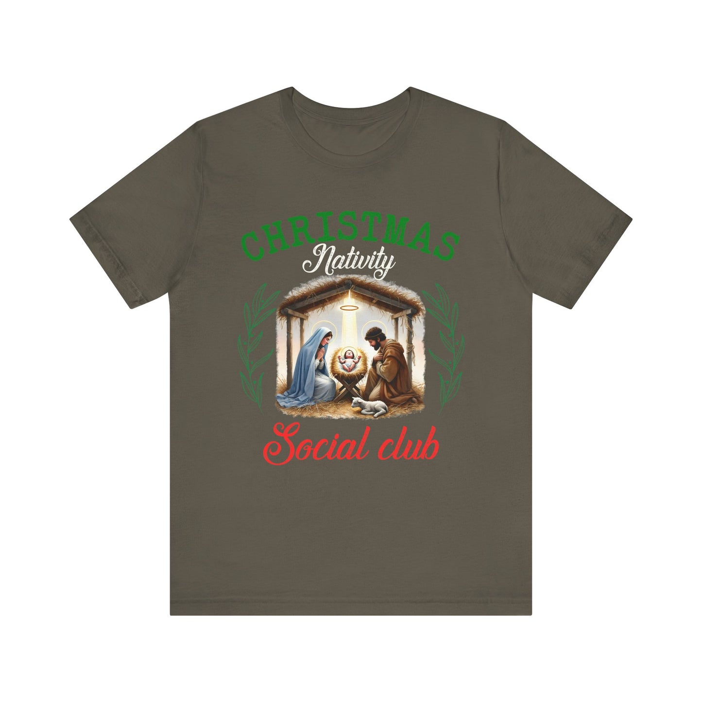 Christmas Nativity Social Club Shirt – Christian Nativity Scene Holiday Tee