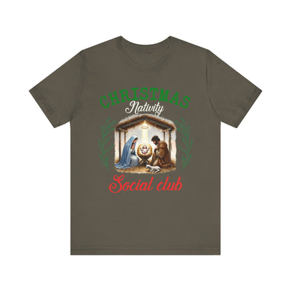 Christmas Nativity Social Club Shirt – Christian Nativity Scene Holiday Tee