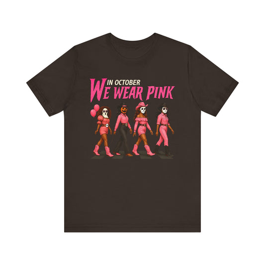 In October We Wear Pink Shirt – Spooky Cowgirl Western Halloween Tee