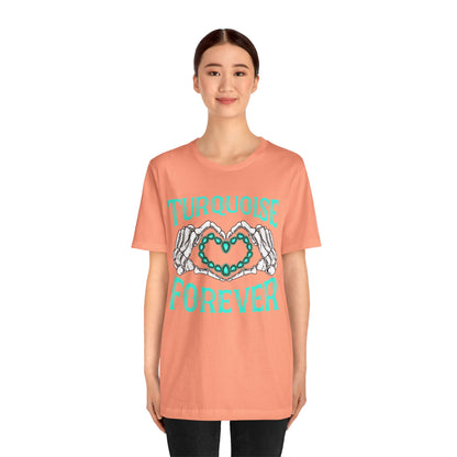 Western Turquoise Forever Shirt – Gemstone Skeleton Hand Heart Rodeo Tee