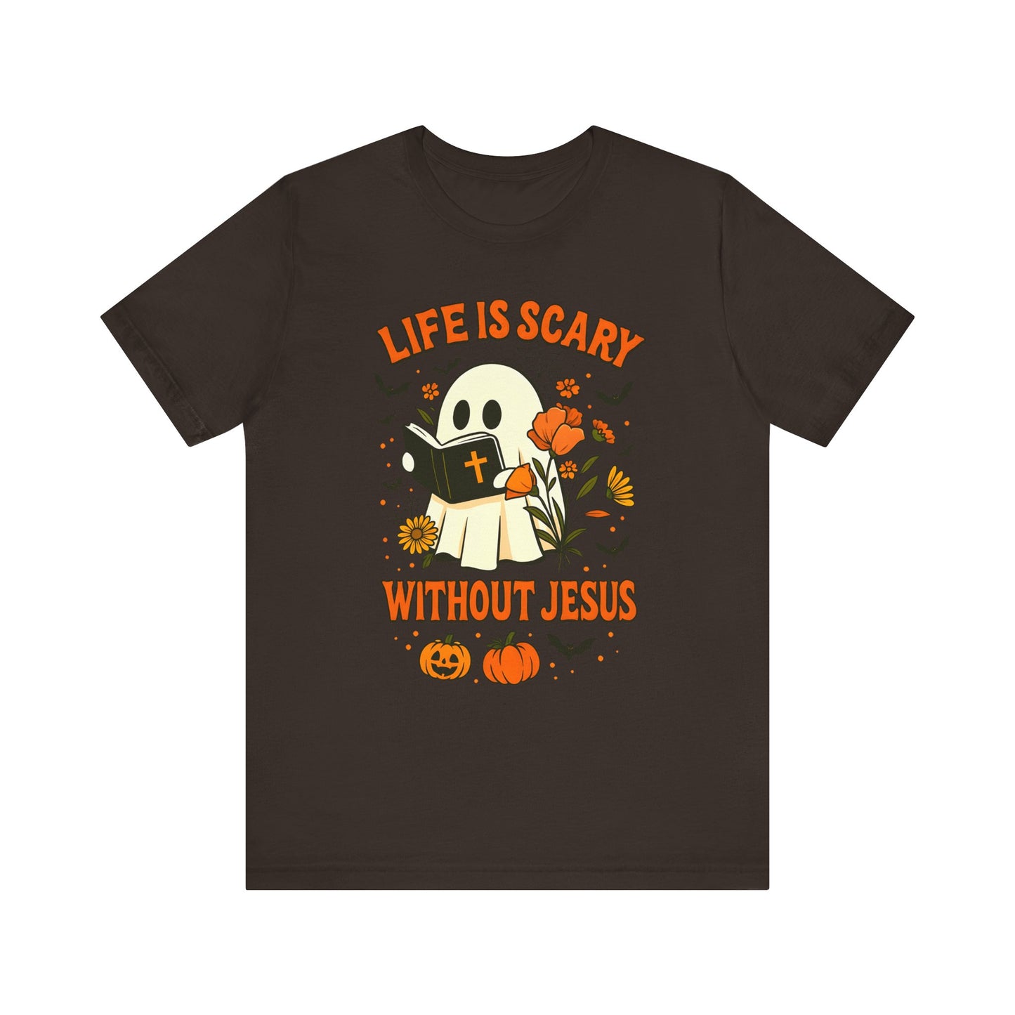 Life Is Scary Without Jesus Shirt – Cute Christian Ghost Halloween Tee